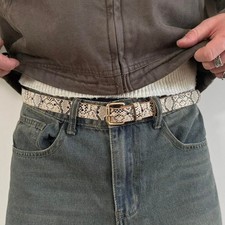 Y2K Snakeskin Cream Western Belt Unisex American Style Adjustable 41" Long