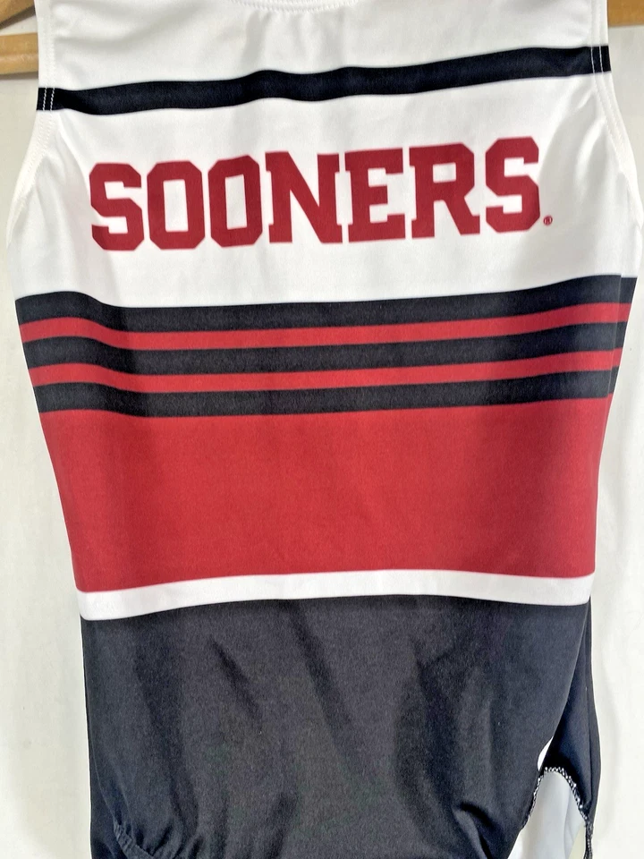 OU University Oklahoma Sooners Gymnastics Leotard Athlete Worn Small White Red - Image 4 of 4
