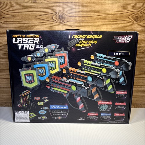 Squad Hero Wiederaufladbare Lasertag 360° Sensoren + LCDs - 4er Set - VERSIEGELT!
