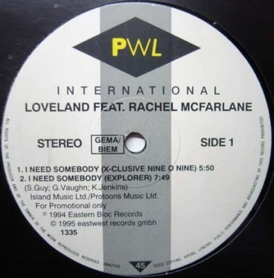 Loveland Feat. Rachel McFarlane - I Need Somebody 12'' Promo Schallplatte 171347