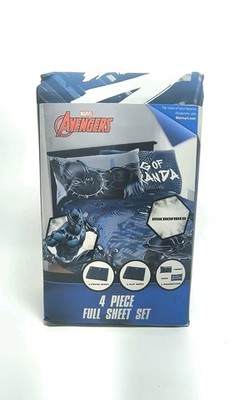 MARVEL AVENGERS 4pc FULL Sheet Set Fitted & Flat Sheet Pillowcases Black Panther