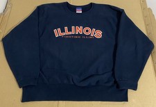 Vtg XL Y2K Champion Illinois Fighting Illini Reverse Weave Navy Sweatshirt