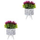 Set of 2 Artificial Flower with Pot Indoor Plants Simulation Potted Graceful