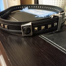 Versace Medusa Studded Belt Size 34 Black Leather 37013