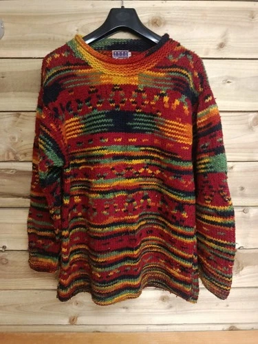 Tejemujeres Ecuadorian Multicolour Knitted Long Sleeve Pullover Sweater - M