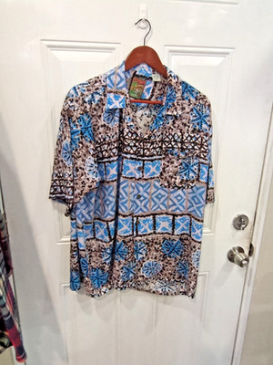Pineapple Connection Men's Short Sleeve Button Up Hawaiian Shirt Size XL Blue