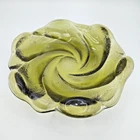 Vintage Fenton Nest Candy Dish Art Glass Avocado Green Swirl 8” diam. ashtray