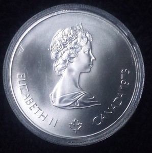 SILVER 1973 CANADA $5, ASW .723 oz. (Actual Silver Weight) 1976 OLYMPICS XXI