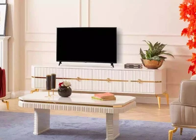Couchtisch Sideboard 2tlg Wohnzimmer Möbel Tisch Lowboard neu weiß - Bild 1 von 4
