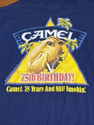 Vintage 1988 Camel Cigarettes 75th Birthday Graphic Tee Mens Large Single Stitch