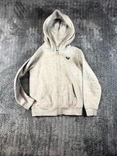 True Religion Hoodie Boys Small Gray Graphic Logo Cotton Fleece Lined Full Zip