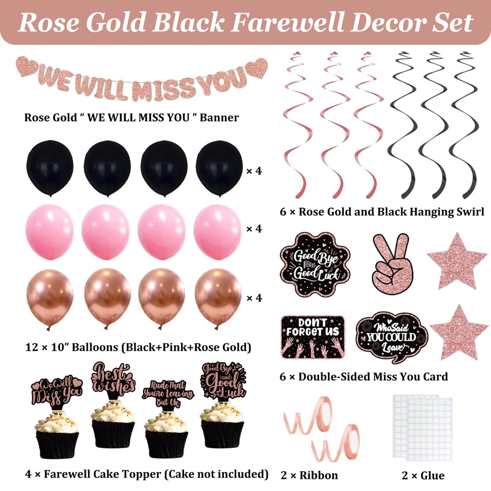 Farewell Party Decorations Women, Rude That You're Leaving But OK Rose Gold, ... - Image 4 of 4
