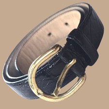 Bally Black Crocodile Leather Belt M  Solid Brass Buckle  Made in Italy ...