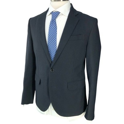 CHCM Sport Coat Mens 38S Navy Cotton Polyester Two Button Slim Single-Vented