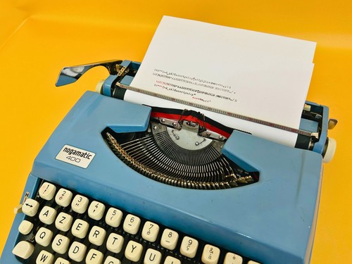 Working Typewriter Nogamatic 400 Blue Typewriter Manual Typewriter AZERTY 1970s - Afbeelding 11 van 12