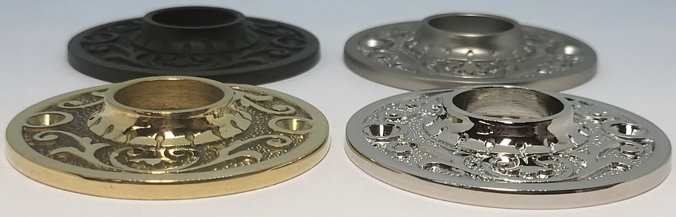 POMO ROSETA Redondo Patrón Floral Ornamentado Placa Puerta Pasaje Placa Trasera Retro Foto 2 de 4