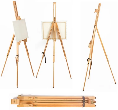 6ft Wooden Tripod Easel Adjustable Artist Painting For Studio, Display & Field