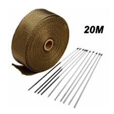 20 Meters Exhaust Manifold Hot Heat Wrap Tape Bandage Roll Downpipe with 10 Ties