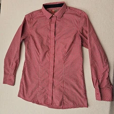 Chik Fil A Uniform Shirt Women's M Red White Check Team Style Oobe Button Up