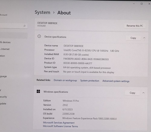 ASUS X510UAR I5-8250U @ 1.6GHz 8GB RAM 512GB SATA M.2 SSD WIN-11P 15" *READ - Picture 2 of 15