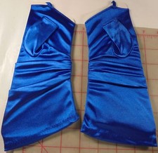 Fingerless Driving Gloves Mitts Wedding Prom Stretch Satin Blue