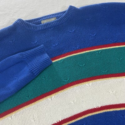 Vintage Christopher Hayes Men's Large Blue Red Green White Knitted Sweater