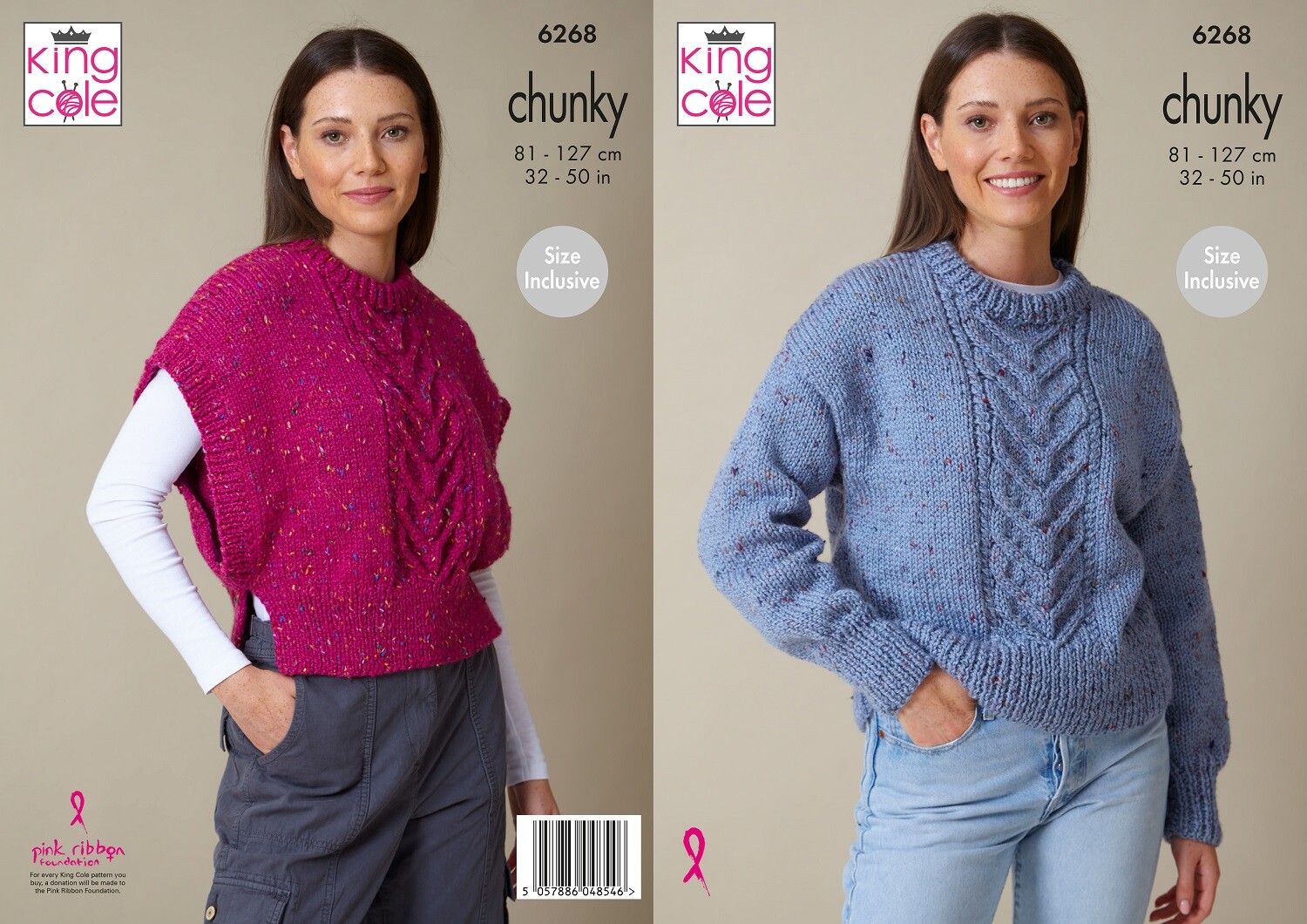 Knitting Pattern Sweater & Slipover Ladies Chunky Fashion 6268 King Cole