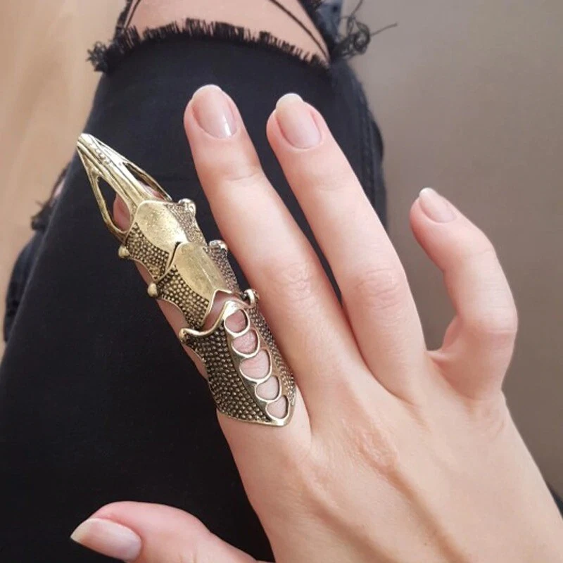 Full Finger Ring Claw Skull Gothic Armor Punk Knight Jewelry