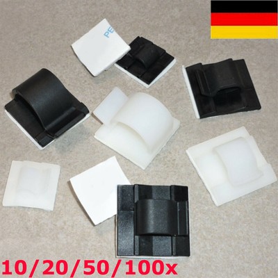 100x selbstklebende Kabelklemmen, Halterungen, Kabelkanäle, Nylon-Klebepads, Set