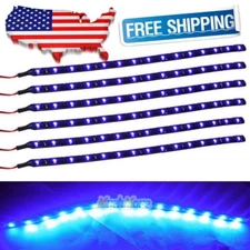 6 Pack  DC 12V Waterproof 1Ft 15 LED Strip Underbody Light with 6" wires 4 motor