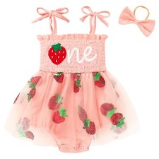 Baby Girl 1st Birthday Outfit Tulle Romper Bodysuit Cake Smash Dress