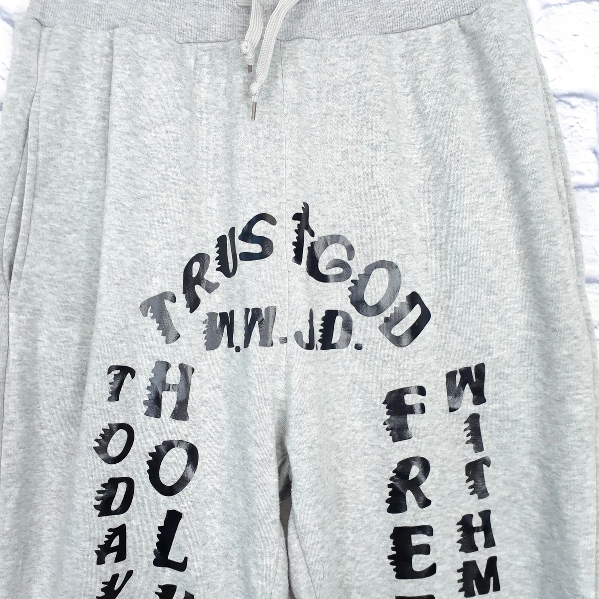 WWJD Trust God Religious Sweatpants Joggers Small 28x29 Gray