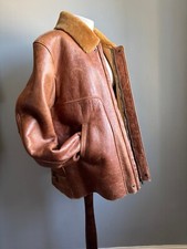 Mens TED BAKER Sheepskin Shearling Jacket 5 42 40 flight Flying Bomber leather