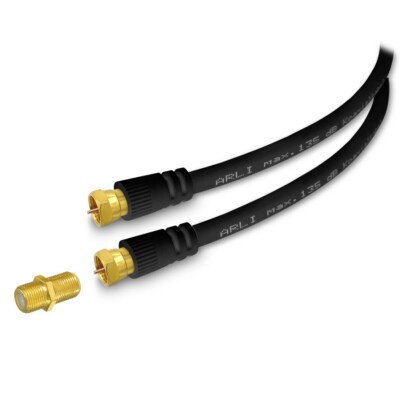 5m Sat Verlängerungskabel schwarz Anschlusskabel HD 135dB gold Koax Kabel 4K UHD