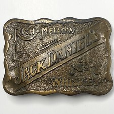 Vintage Jack Daniel  s Whiskey Brass Belt Buckle   1970s