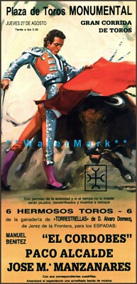 Bullfighting Plaza De Toros El Cordobes Paco Alcalde Vintage Poster Print Art