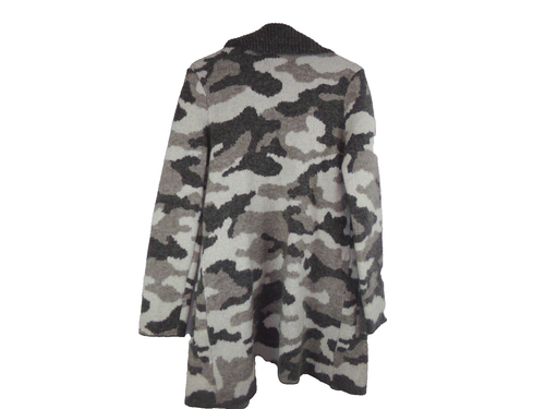 Christian Siriano Women's size M Gray Camouflaged Print Wool Duster Cardigan - Picture 9 of 11