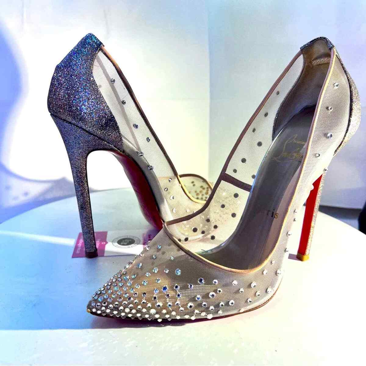Christian Louboutin Sparkle & Crystal Red Bottom Heels 38 1 Christian Louboutin Sparkle & Crystal Red Bottom Heels 38 1