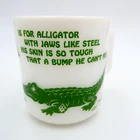 Hazel Atlas A is for Alligator Childs Mug Milk Glass Green Design Vintage