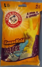 2 packages (4 pairs) Arm & Hammer HouseHold  Latex Cleaning Gloves LARGE AH1282