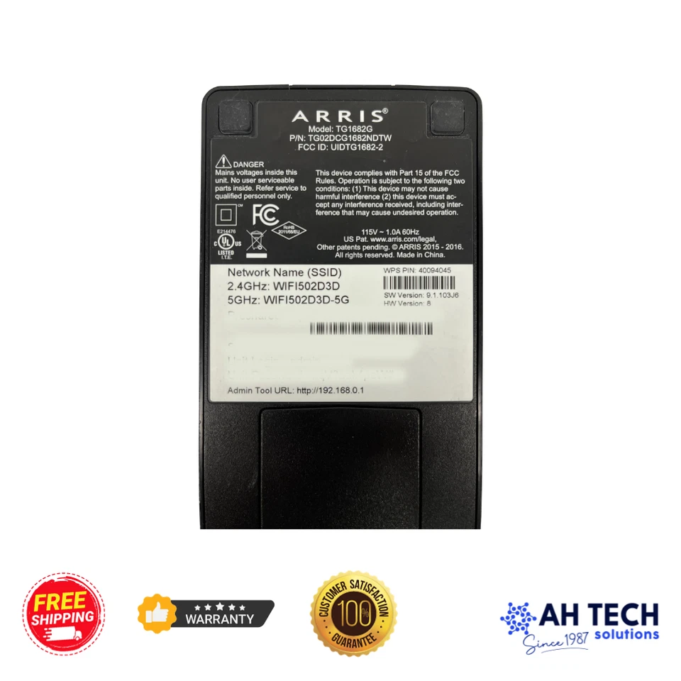 Lot X10 Arris TG1682G XB3 Dual-Band WiFi Telephony Cable Modem - Free Shipping - Image 3 of 4