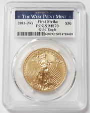 2018 (W) GOLD AMERICAN EAGLE $50 COIN 1 OZ PCGS MINT STATE 70 FIRST STRIKE 5125.00 per troy oz