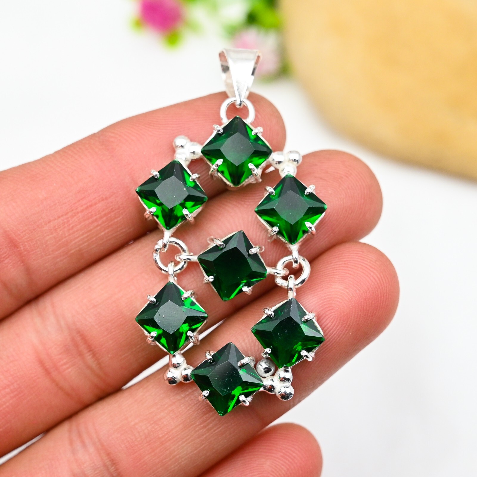Chrome Diopside Gemstone Pendant in 925 Sterling Silver Handmade Jewelry Love Gift