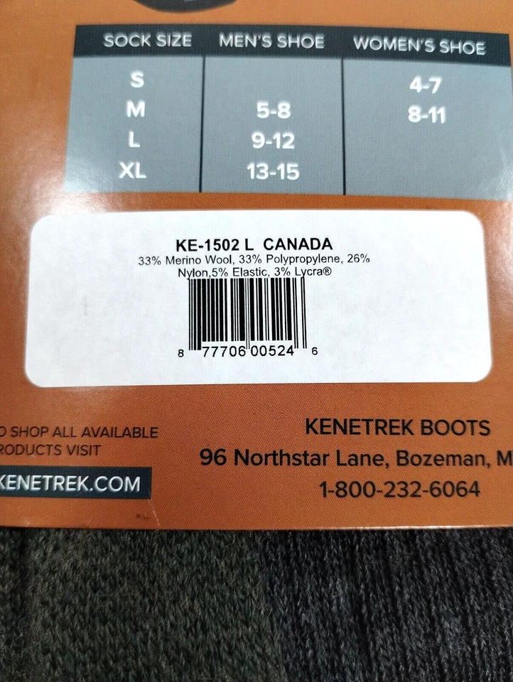 Kenetrek Canada Over-The-Calf Socks Large (9-12) One Pair KE-1502-L - Image 4 of 4