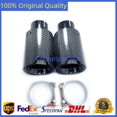 1PCS 2.5''Inlet Glossy Black Carbon Fiber Exhaust Tip For M - Foto 14