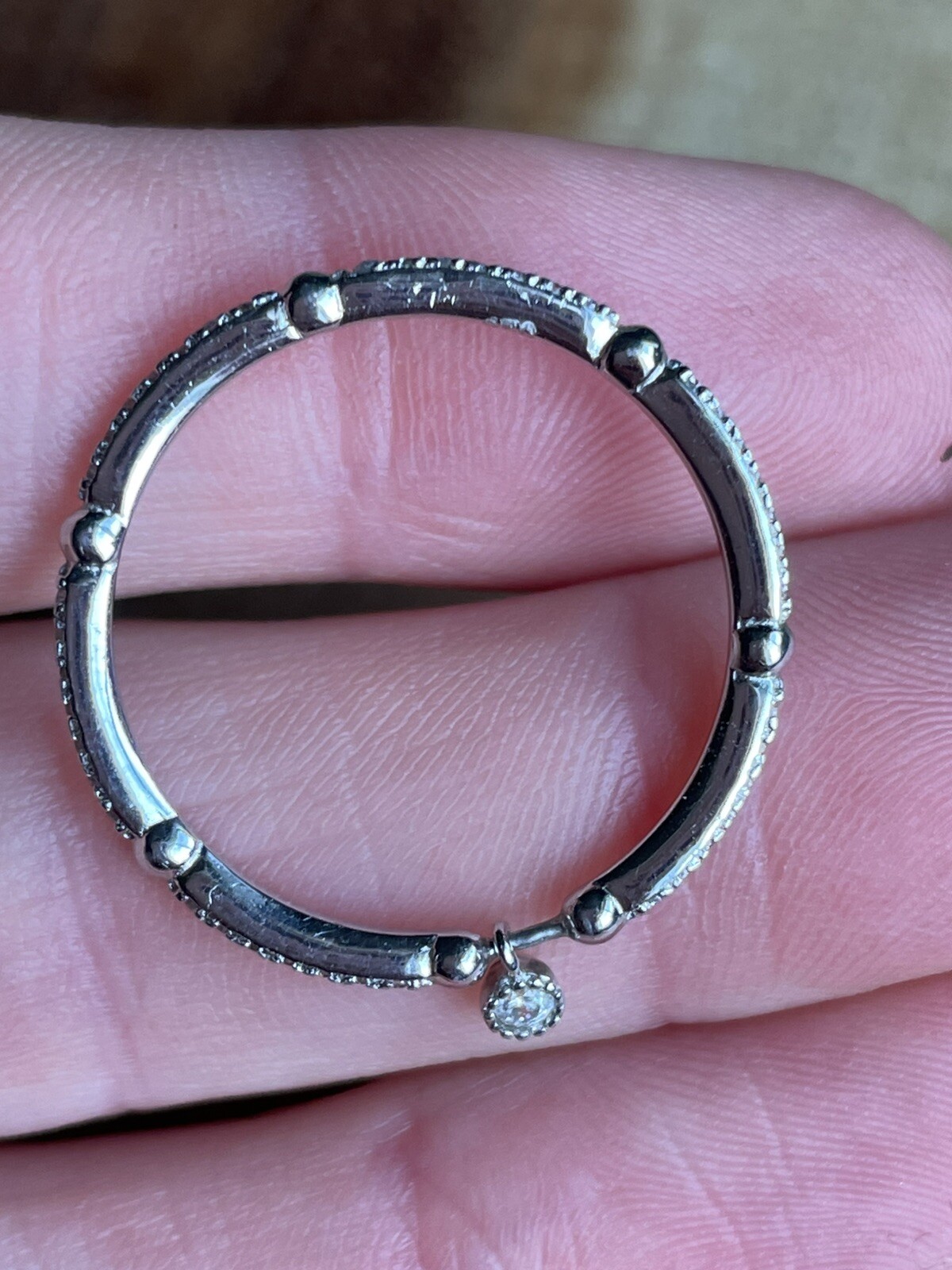 Sterling Silver Womens Cz Thin Stackable Dangling… - image 3