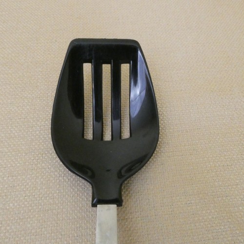 Robinson Nylon Slotted Spoon 11.5" w/White Plastic Handle Made in USA - Picture 2 of 5
