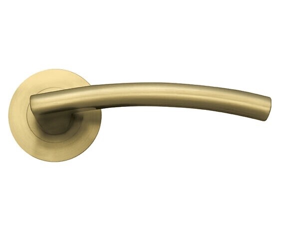 Zoo Hardware Stanza Amalfi Lever On Round Rose, Favo Satin Brass - ZPZ080-FSB