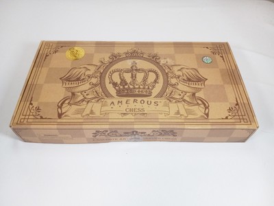 AMEROUS 15''  Magnetic Wooden Chess Set 2 Extra Queens Folding Board Handcarved