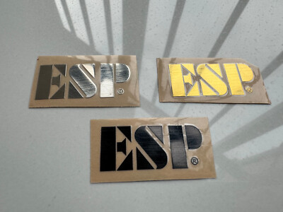 3Pcs ESP Electric Guitar Headstock SelfAdhesive Metal Stickers Silver+Gold+Black